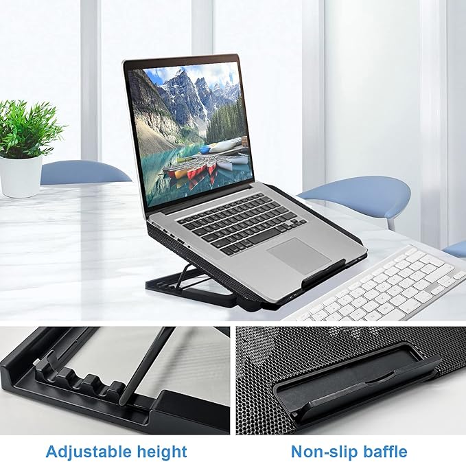 Laptop Cooling pad Laptop Cooler Stand Laptop Fan Cooling pad for 11-15.6 Inch Gaming Notebooks, 2 Turbine Fans,4 Angle Adjustable Laptop Cooling Stand (Black)
