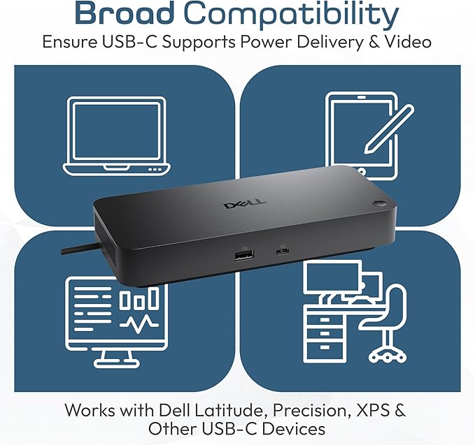 Dell Pro Dock WD25 USB-C Docking Station – 100W Power Delivery, Dual FHD or Single 4K Display Support, HDMI, DisplayPort, Ethernet – Boomph's Ultimate Performance Dock Solution for Your Workspace.