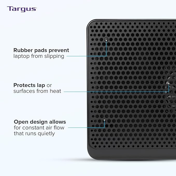 Targus Laptop Cooling Pad, Single Fan, Up to 16 Inch, for Macbook/PC, Black (AWE69US)