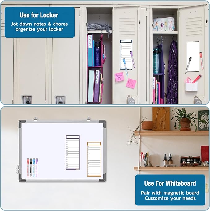 Magnetic Dry Erase White Board - Fridge Whiteboard for to Do List, Daily Menu Board, Dinner Meal Planner, Chore Chart - Grocery Shopping List Scheduled for Fefrigerator with 4 Markers - 4"x10"