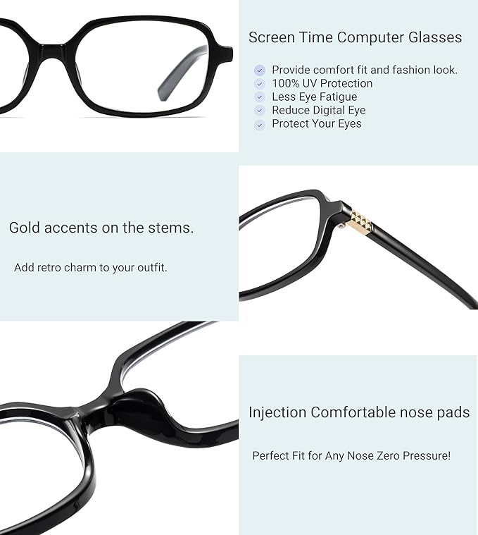 Retro Rectangle Blue Light Blocking Glasses for Women 90s Fake Eyeglasses Y2K Fashion Computer Glasses Tortoise Frame