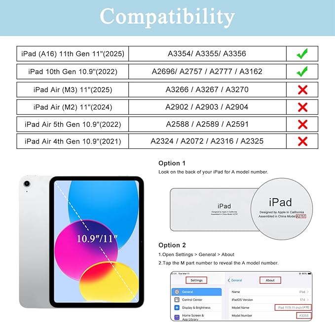 Soke for iPad (A16) 11th/10th Generation Case with Keyboard(2025/2022)-7 Color Backlight Wireless Detachable Folio Keyboard Cover with Built-in Pencil Holder for iPad 11/10.9 inch, Ice Blue