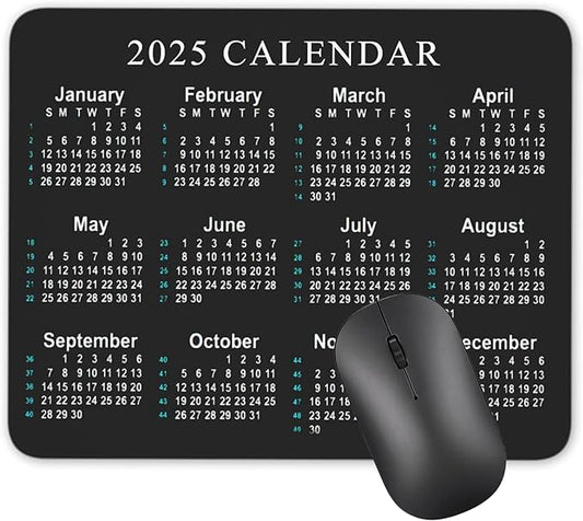 Calendar Mouse pad, 2025 Calendar Horizontal Edition Natural Rubber Quality Creative Gaming Mouse Pad Rectangle Mouse Personalized Desk Mouse Pad 9.5 inch x 7.9 inch