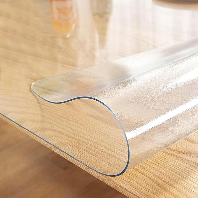 LovePads 1.5mm Thick 42 x 96 Inches Frosted Table Cover, Clear Table Protector for Dining Room, Kitchen Wood