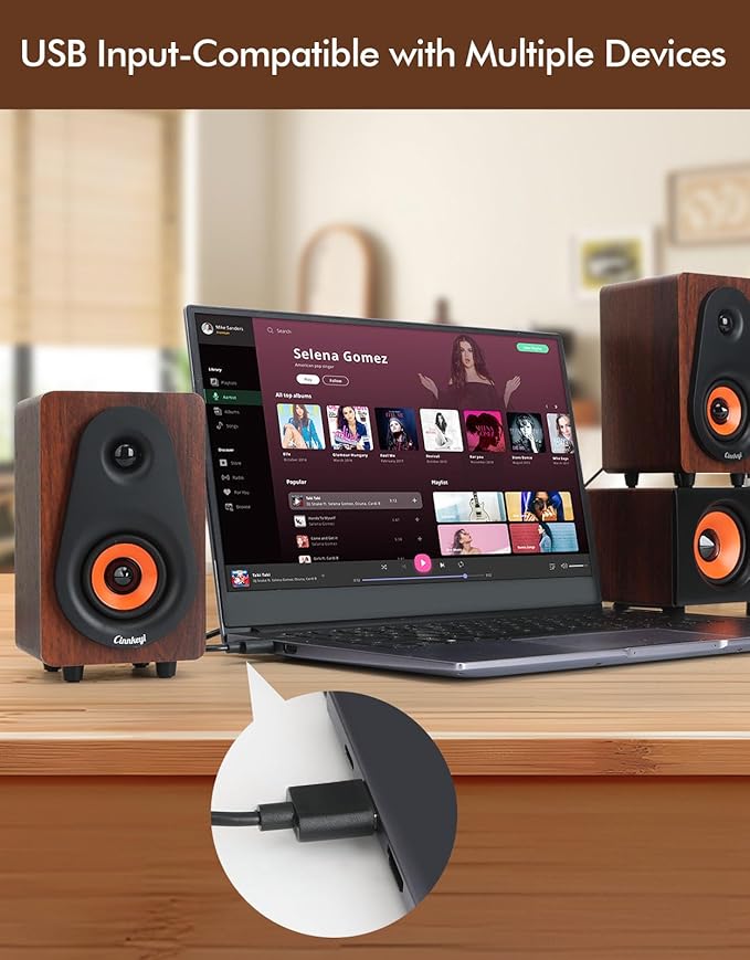 【2026 Update】 USB 2.1 Computer Speakers with Subwoofer, 3.5mm/USB Input Pc Speakers with Subwoofer, PC/Line-in/Bluetooth Modes, Stereo Sound Ideal for Desktops and Laptops