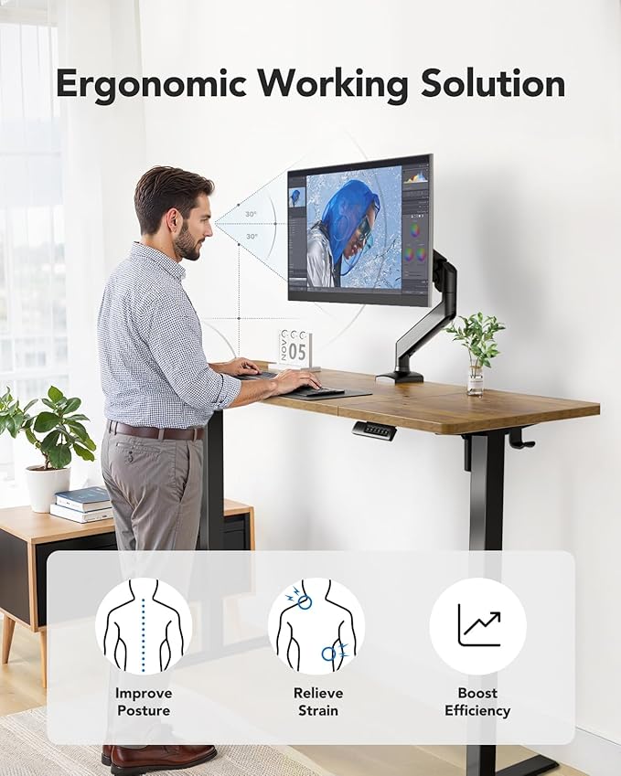 Marsail 63x24 Electric Standing Desk - Adjustable Height Computer Desk with Memory Presets, Storage Bag & Cable Management for Home Office & Gaming Workstations