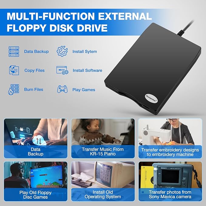 Floppy Disk Reader, 3.5 inch External USB Floppy Disk Drive Not Compatible with Mac, Compatible with Windows 11/10/10 Pro/8/7/2000/XP, Black