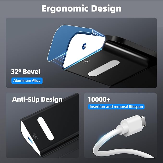 Powered USB Hub 10Gbps, 10 Port USB 3.2 Gen 2 Hub with 7 USB 3.2 Data Ports, 3 Fast Charging Ports, 36W Power Adapter, Type A and Type C Cable, Aluminum USB Data Hub for Mac, PC, Laptop
