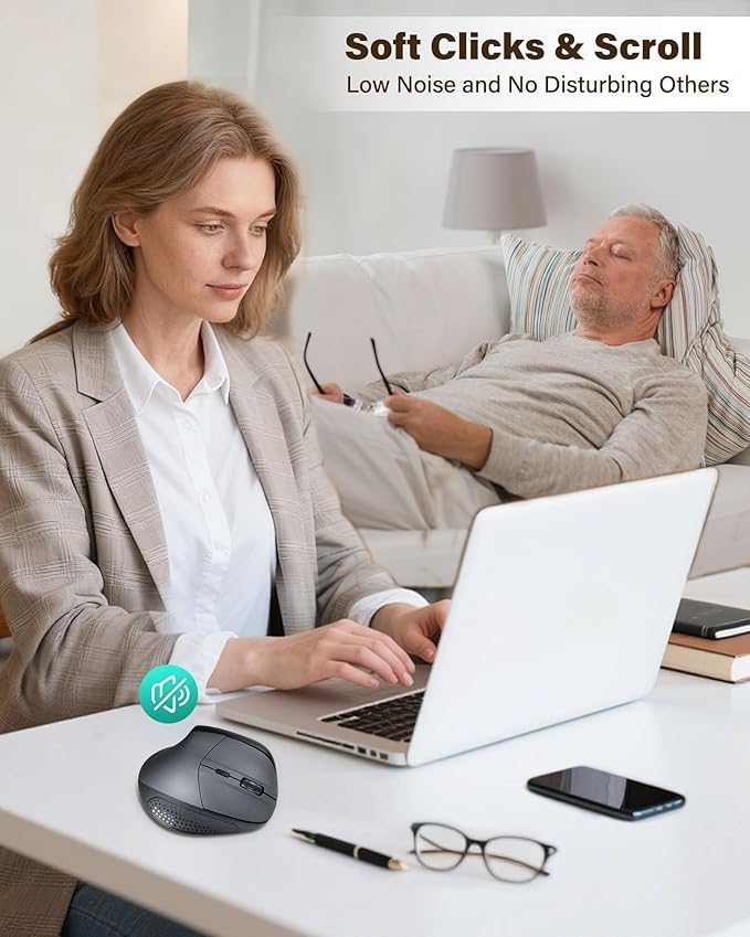 XUANGUI Vertical Ergonomic Quiet Wireless Mouse Rechargeable, Bluetooth 5.1/2.4G/USBC Tri-Mode Cordless Computer Mice for Large and Medium Hands, Max 4800 DPI, Type C Witeless for PC Laptop Mac Tablet