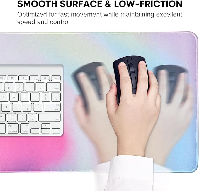JIKIOU Large Cloud Mouse Pad Waterproof with Cloud Keyboard Wrist Pad and Cloud Mouse Wrist Pad Set, Ergonomic Computer Desk Wrist Support Mousepad for Keyboard and Mouse Rainbow 31.5x11.8in