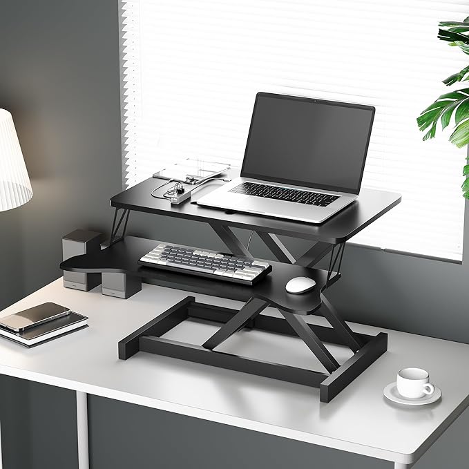 Panana Standing Desk Height Adjustable Sit to Stand Converter Stand Up Desk Tabletop Workstation Dual Monitor Desk Riser for Home Office (32")