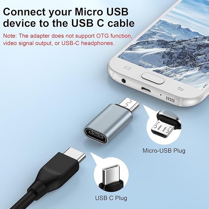 USB C to Micro USB Adapter, 5Pack USB Type C Female to Micro USB Male Convert Connector USB C to Micro B 2.0 Charge & Data Sync for Samsung Galaxy S7 Edge S7 S6 J7 Nexus 5 6 Note 5,Micro USB Devices