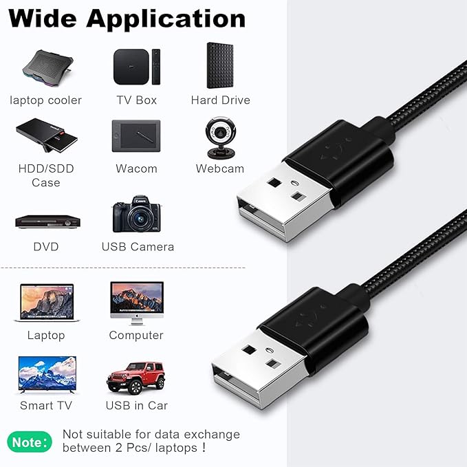 AICHESON 003 Blue Laptop Cooling Pad and 2 USB A to A Cables Set