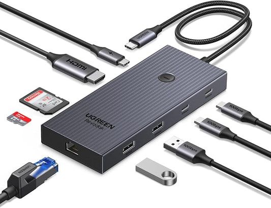 UGREEN Revodok Pro 9 in 1 USB C Hub Gigabit Ethernet Adapter 4K@60Hz HDMI, 100W PD Charging, USB A Data Ports, SD/TF Card Reader Compatible with Mac M1, M2, M3,M4, M5,Steam Deck