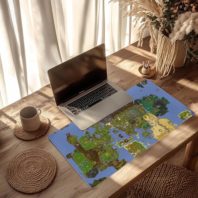 Old School Desk Mat World Map Mouse Keyboard Pad, Gaming Desk Pad Mat XXL Big Mouse Pad Tabletop Game Gift, Laptop Computer Keyboard Pad with Stitched Funny Extra Large Mouse Pad 31.5x15.7 in