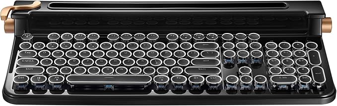 FINEDAY Keyboard 2.0 Plus, 2.4G Wireless & Bluetooth, 104 Keys, Blue Switch, 5000mAh, Retro Mechanical Keyboard for PC/Mac/Phone (English Keycaps)