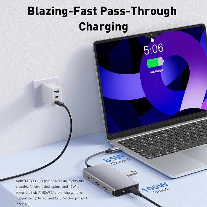 Reborn USB-C Docking Station Dual Monitor Adapter, Laptop Docking Station 3 Monitors Triple Display USBC Hub Dongle to 4K60Hz HDMI+DP,3 USB3.0,100W PD,USB C Data,8-in-1 Dock for Dell,HP,Lenovo,Surface