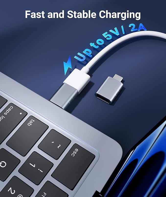 Syntech USB C Male to USB3 Female Adapter Compatible with iPhone 17 Pro Max iMac 2021, iPad Pro 2021, MacBook Pro 2020 / Air 2020 and Other Type C or Thunderbolt 3 Devices Blue, Pack of 2