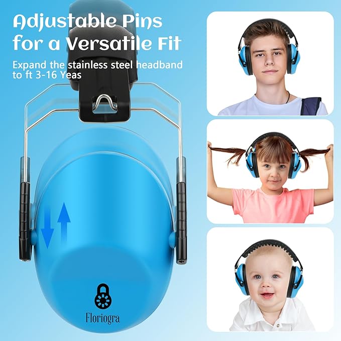 Floriogra 2 Pack Noise Canceling Headphones for Kids, Kids Ear Protection Earmuffs for Autism, Toddler, Children, Noise Cancelling Headphones Sound Proof Earmuffs for Concerts, Air Shows, Fireworks