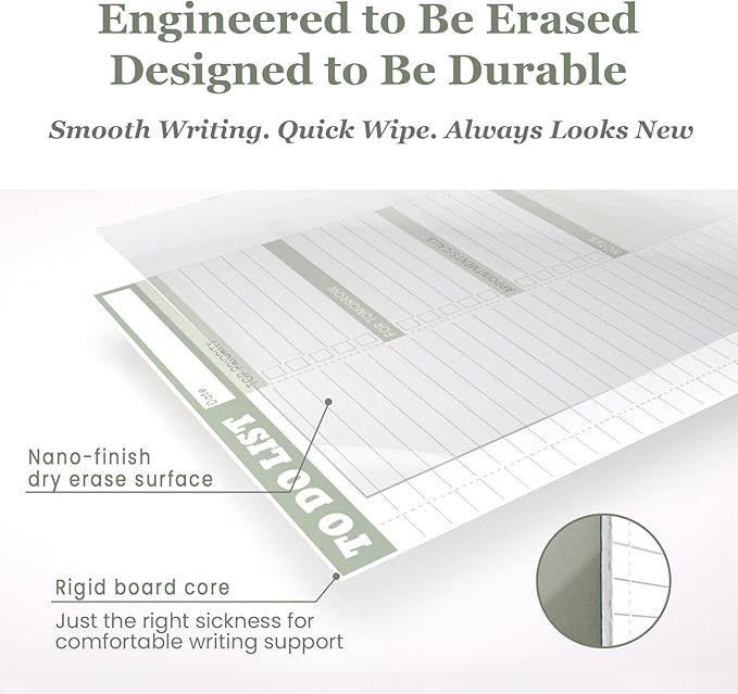 Dry Erase Desk Planning Board - Reusable Desktop Daily Planning Board, Work To-do List - 11"x8.5" Tabletop Dry Erase Board with Stand - Marker Included