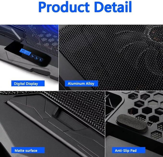 Laptop Cooling pad for Asus ROG Zephyrus G14 Gaming laptops, Laptop Cooler with 4 Fans, LCD Display Screen, 4 Height, 2 USB-A Port Laptop Stand