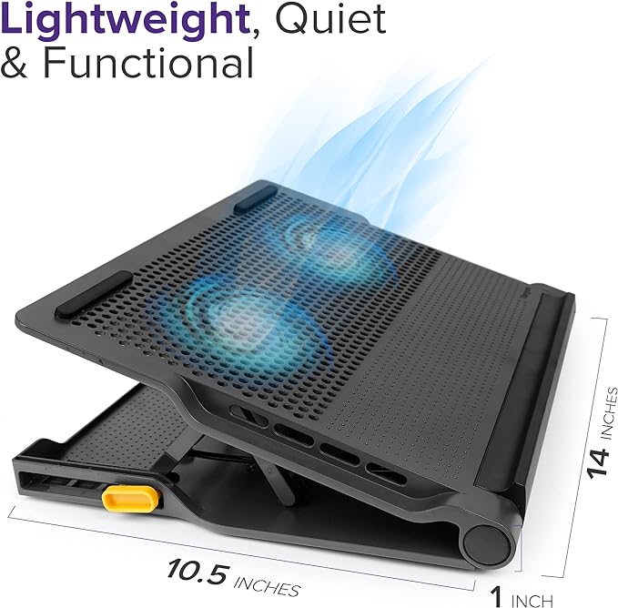 Targus 17" Dual Fan Laptop Chill Mat Plus, Ergonomic Cooling Pad, Heat Protection, 4-Port USB Hub Laptop Fan, (AWE81US)