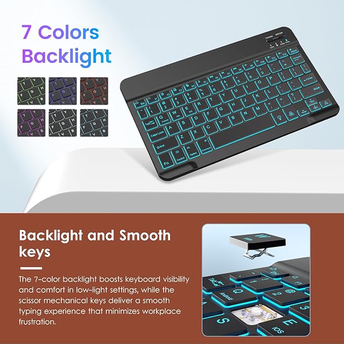 VIKESI Keyboard Case for iPad (A16,2025) 11th Generation/iPad 10th Generation Case (10.9" 2022),Premium Leather Smart Cover,Built-in Breathing Light,Function Row,Pencil Holder,Card Slots - Tea Brown