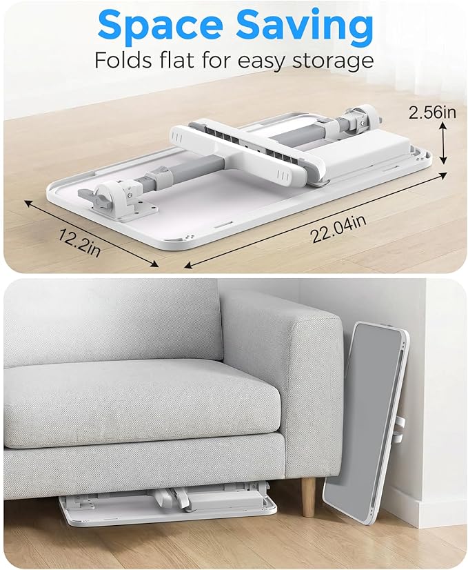Laptop Bed Table, Height & Angle Adjustable Laptop Desk for Bed with Premium Materials, Super Sturdy Foldable Laptop Bed Tray Table with Drawer for Bed Couch Floor (Gray, 22.04"×12.2")