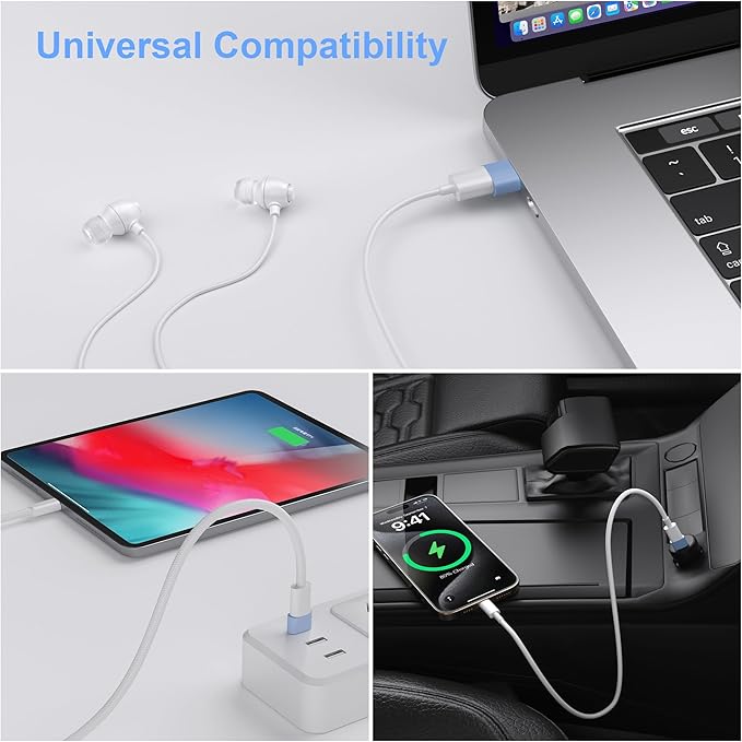 USB to USB C Adapter 3 Pack, Type C Female to A Male Car Charger OTG Converter for Apple Watch Ultra 8 9 10,iPhone 15/16/17 Pro Max,Galaxy S25/S24, MacBook, iPad, AirPods,Pixel,PS4(Blue)