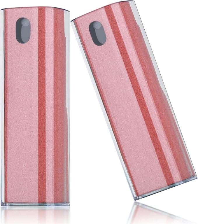 2 Pcs Fingerprint Proof Screen Cleaner, 3 in 1Touchscreen Mist Cleaner Spray Wipe Cleaner Screen Cleaner Soft Fiber Flannel, Safe for All Phones Glasses Tablet Laptop TV Watch Screens (Pink)