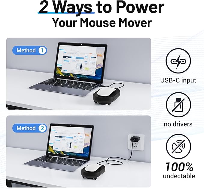 HONKID Undetectable Mouse Mover Jiggler with ON/Off Switch and USB Port Drive-Free,Simulate Physical Automatically Mouse Movement,Prevent Computer Laptop Inactive/Lockdown (Black)