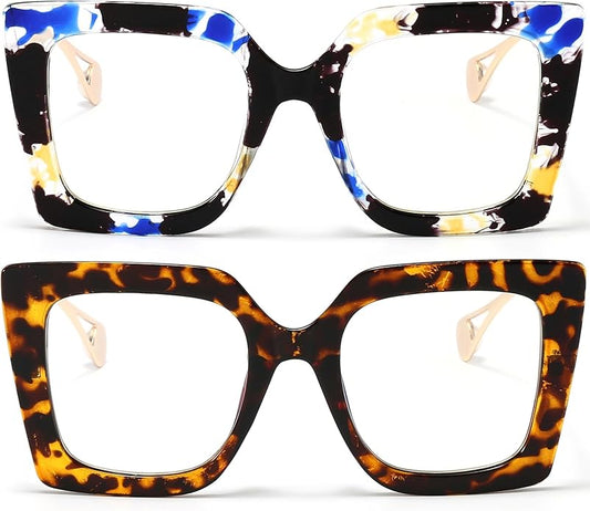 AIEYEZO Oversized Blue Light Glasses for Women, Anti Fatigue Prevent Headache Computer Eyeglasses