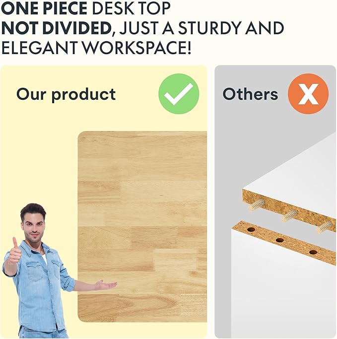 FLEXISPOT Standing Desk, 40" x 24" One-Piece Desktop, Height Adjustable Computer Desk for Home Office, White Frame & Maple Top (One Package)