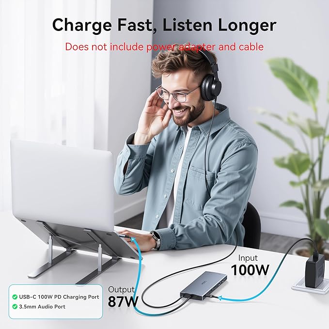 USB C Docking Station Dual Monitor for Dell HP, Laptop Docking Station 3 Monitors 15-in-1 USB C Hub Dock with Dual 4K HDMI+8K DP +VGA+PD+Ethernet+6USB Ports+SD/TF+Audio,USBC Adapter Dongle for Surface