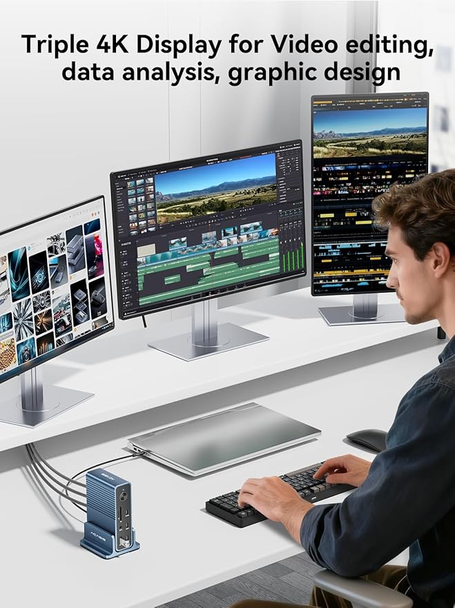 ACASIS USB C Docking Station Dual Monitor,15-in-1 Laptop Docking Station with 2*HDMI+DP,+ 2*USB3.1-10G+3*USB-A-5G+SD/TF+3.5MM Audio&MIC+Gigabit Ethernet, for Windows/Dell/HP/Lenovo