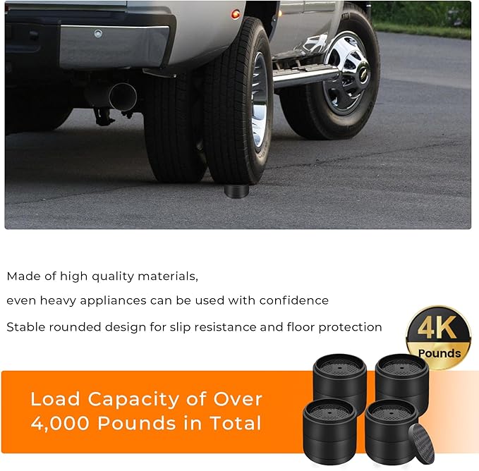 Furniture Risers Bed Risers Heavy Duty 1 inch, 2 inch, 3 inch, 4 inch Round Adjustable Bed Lifts Riser for Desk Legs Table Couch Sofa Chair Refrigerator Washing Machine (1 Inch, Black, 6 Pack )