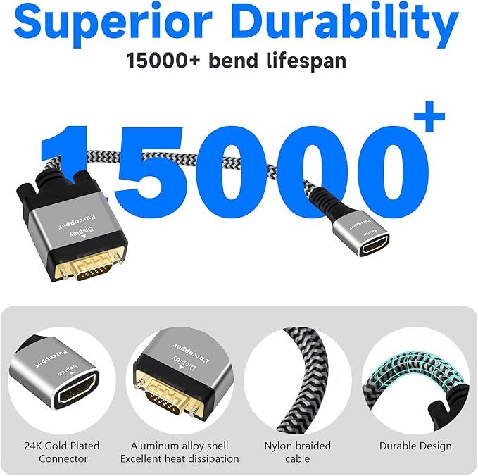 HDMI to VGA Adapter, Uni-Directional HDMI Female (Source) to VGA Male (Screen) Converter Connector, HDMI Computer to VGA Monitor Adapter for Monitor, PC, Raspberry Pi, Desktop, Projector, Roku, Xbox
