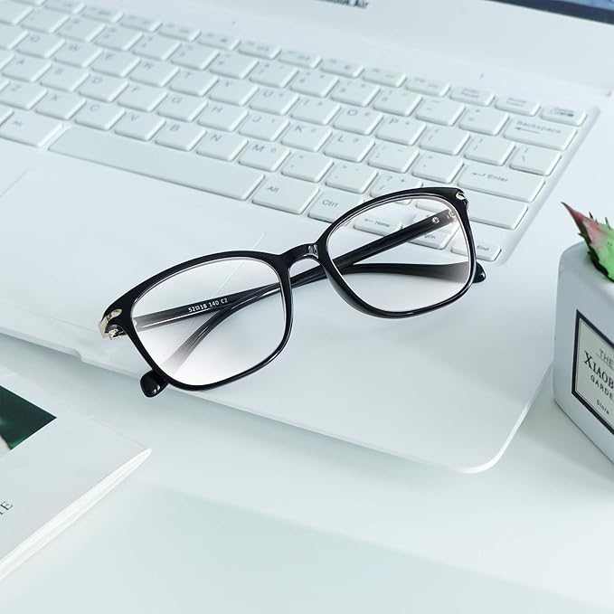 VisionGlobal Blue Light Blocking Glasses for Women/Men, Anti Eyestrain, Computer Reading, TV Glasses, Stylish Square Frame, Anti Glare(Black,No Magnification)