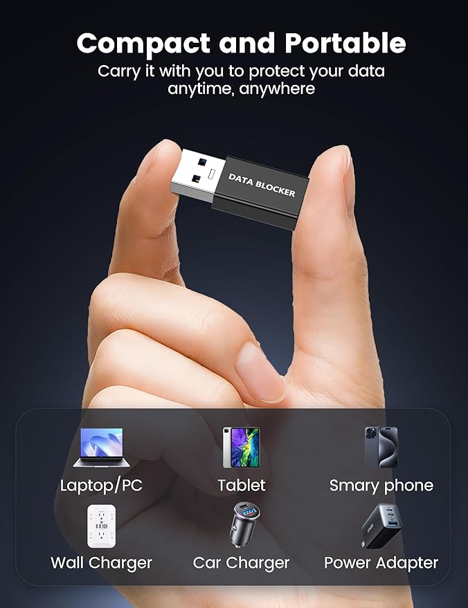 5 Pack USB Data Blocker Adapter, USB A Data Blocker for iPhone 15 16 17 and for Android Phone or for ipad, usb-a to usb-a data blocker adapter Only for Charge, Protect Against Juice Jacking ( Black )