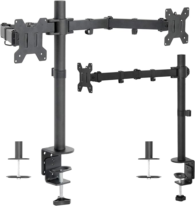 VIVO Single and Dual LCD Monitor Desk Mount Kit for Triple Screen Display, Heavy Duty Fully Adjustable, Fits 3 Screens up to 27 Inches (Bundle)
