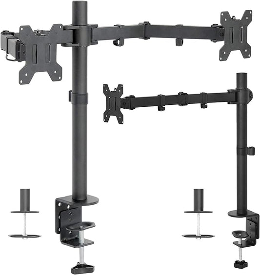 VIVO Single and Dual LCD Monitor Desk Mount Kit for Triple Screen Display, Heavy Duty Fully Adjustable, Fits 3 Screens up to 27 Inches (Bundle)