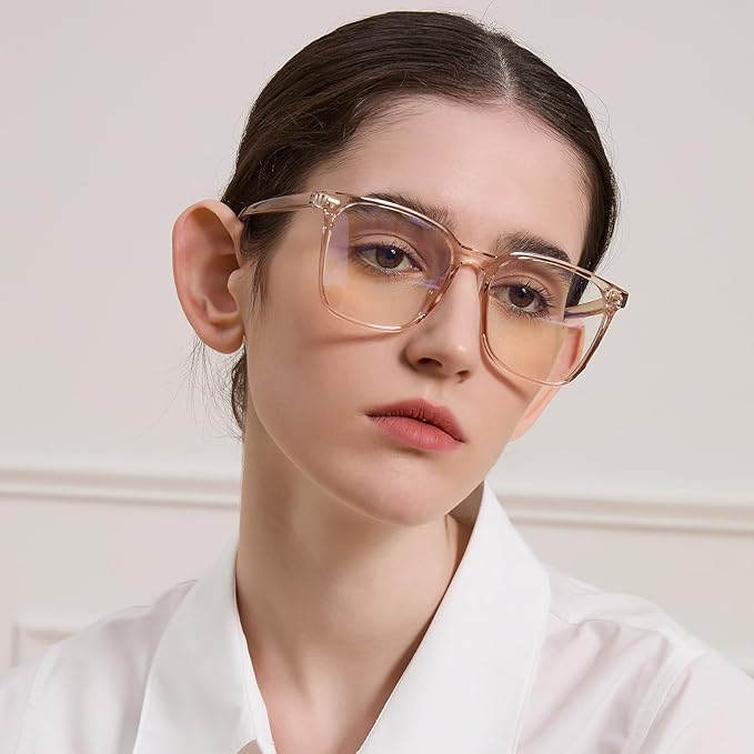 Oversized Square Blue Light Blocking Glasses for Women Men, Anti-Fatigue Computer Monitor Glasses Reduce Eye Strain
