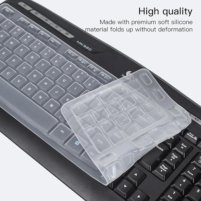 Keyboard Cover for Logitech MK320 K330 MK335 Wireless Keyboard, Waterproof Silicone Keyboard Protector for Logitech MK320 MK335, Clear