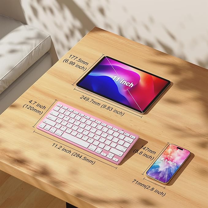 OMOTON Bluetooth Keyboard Compatible with iPad A16 11th 10th Generation, iPad 10.2 (9th/8th/7th), iPad Pro 13/12.9/11 inch, iPad Air/Mini and More iOS Devices, Rose Gold