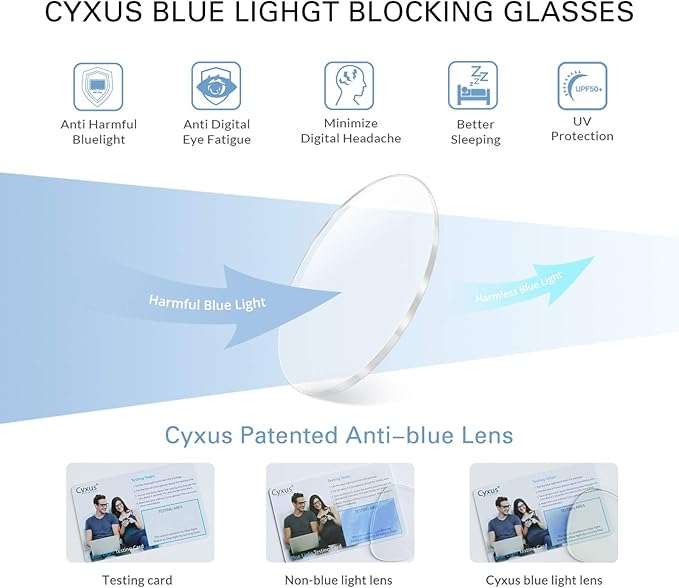 Cyxus Blue Light Glasses for Men and Women, Round Metal Frame Computer Eyeglasses for Office, Gaming, Reading 8090
