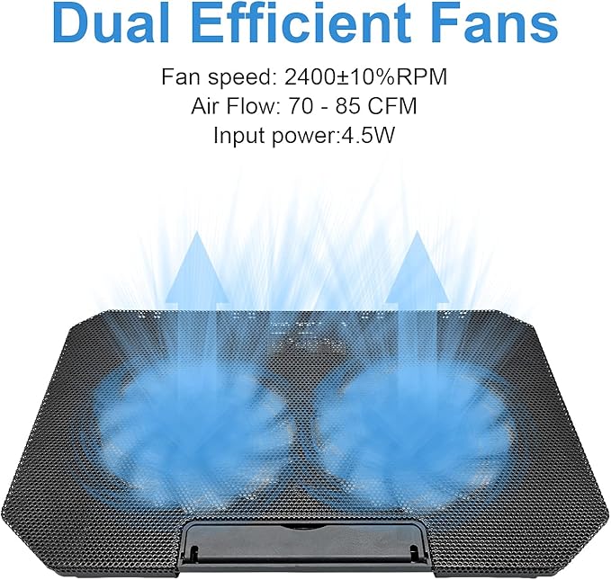 Laptop Cooling pad Laptop Cooler Stand Laptop Fan Cooling pad for 11-15.6 Inch Gaming Notebooks, 2 Turbine Fans,4 Angle Adjustable Laptop Cooling Stand (Black)