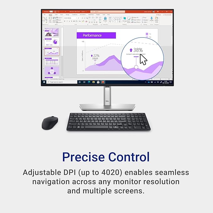 Dell KM555 Silent Keyboard and Mouse - 18 Programmable Shortcut Keys, Copilot Key, Secure Dual-Mode connectivity, Adjustable DPI, Ambidextrous, Low Battery LED Indicator, 3-Year Warranty - Black