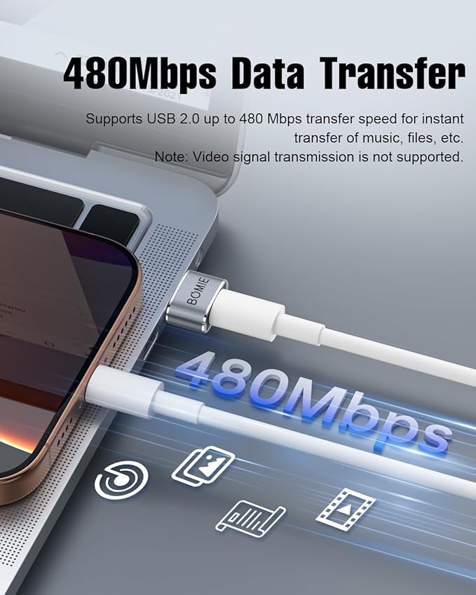 BOMIE 4 Pack USB to USB C Adapter,PD/QC Fast Charging 480Mbps Data Transfer,Type-C Female to USB Male OTG Adapter for M-acBook,Phone 15/16/17 Pro Max, Pad Pro Air,A-irpods,X-Peria,G-alaxy,P-ixel Gray