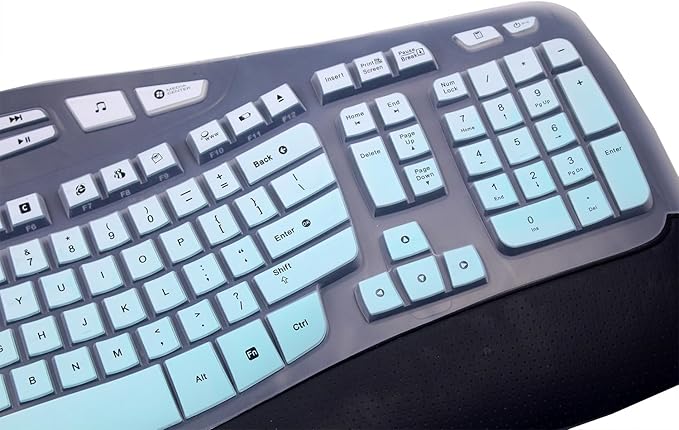 Silicone Keyboard Skin Cover Compatible for Logitech K350 MK550 MK570 Wireless Wave Keyboard, Logitech K350 MK550 MK570 Keyboard Skin (Ombre Mint)
