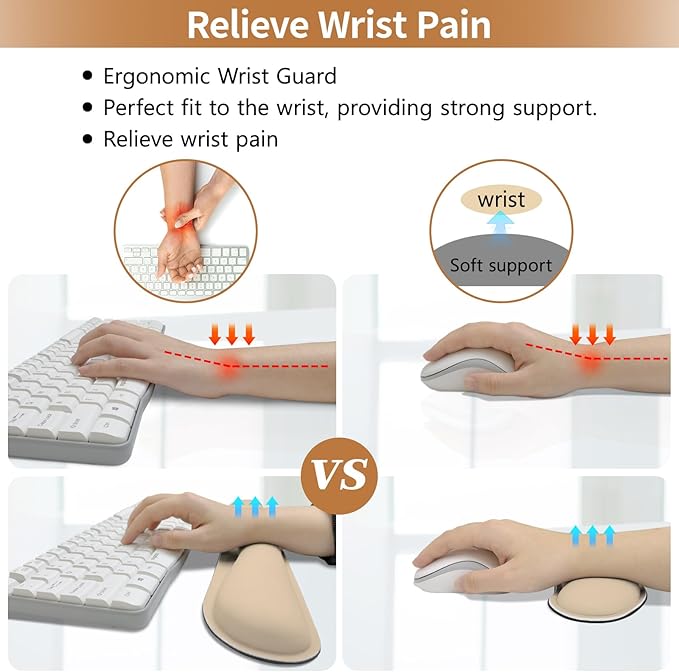 Desk Pad and Keyboard Wrist Rest, 3in1 Mousepad + Keyboard Wrist Rest+Mouse Wrist Rest for Home Office Table Computer Cover. (31.5×15.7,Beige)